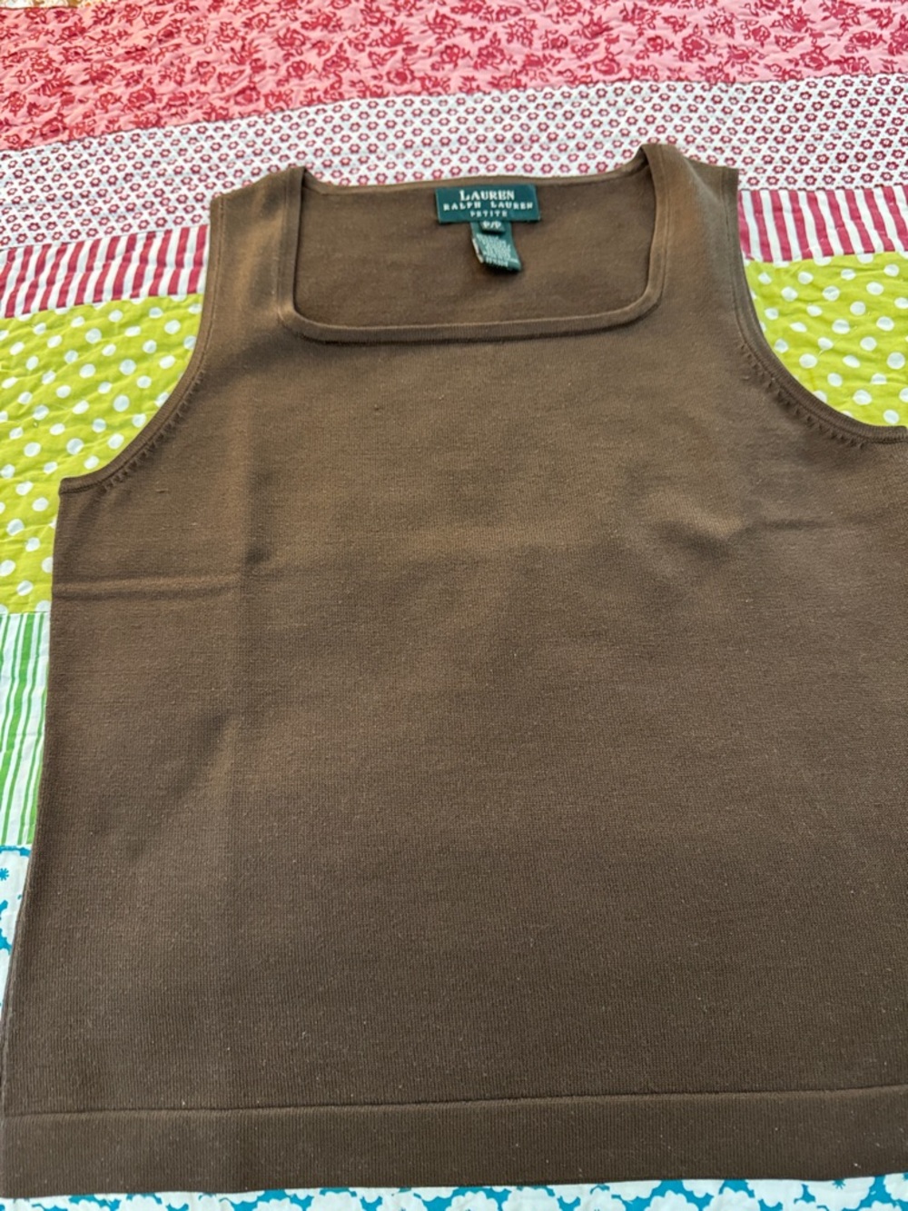 Lauren Ralph Lauren Chocolate Brown Square-Neck Tank